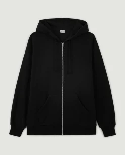 Sweat Zippé Oversize Avec Capuche - Noir