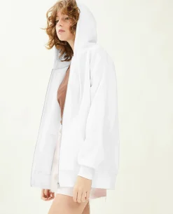 Sweat Zippé Oversize Avec Capuche - Blanc