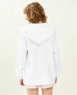 Sweat Zippé Oversize Avec Capuche - Blanc