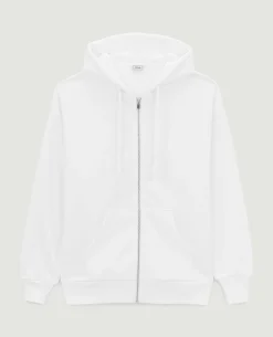 Sweat Zippé Oversize Avec Capuche - Blanc