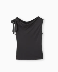Top Asymétrique Avec Nœud épaule - Noir