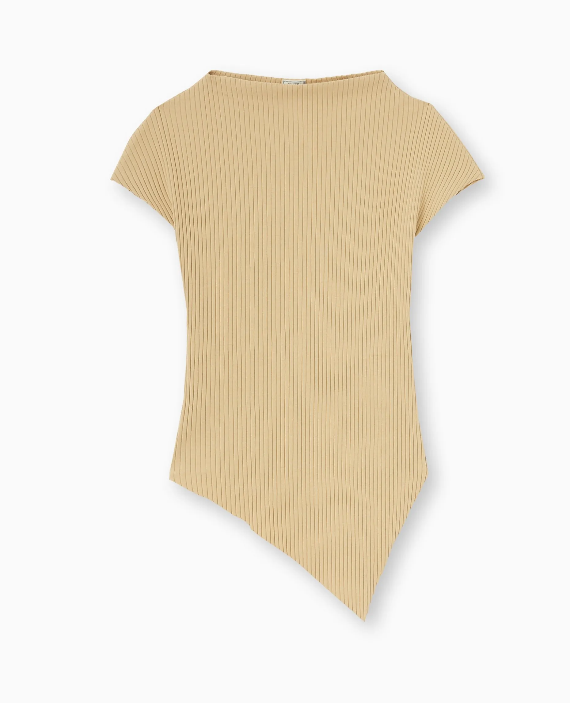 Top Asymétrique En Maille Côtelée - Beige
