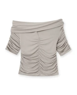 Top Avec Fronces Encolure Bardot - Gris