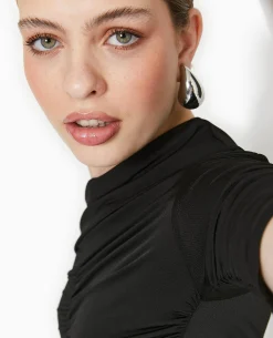 Top Avec Fronces Encolure Bardot - Noir
