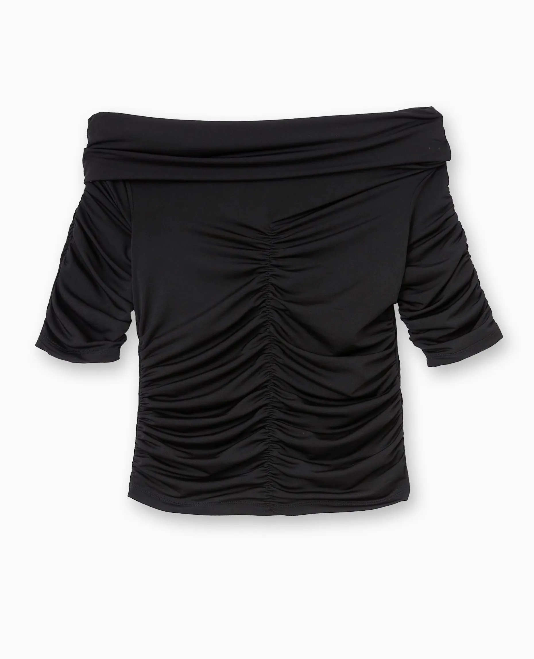 Top Avec Fronces Encolure Bardot - Noir