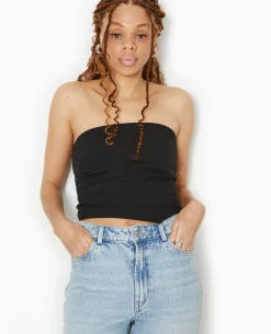 Top Bustier Asymétrique Avec Pinces - Noir
