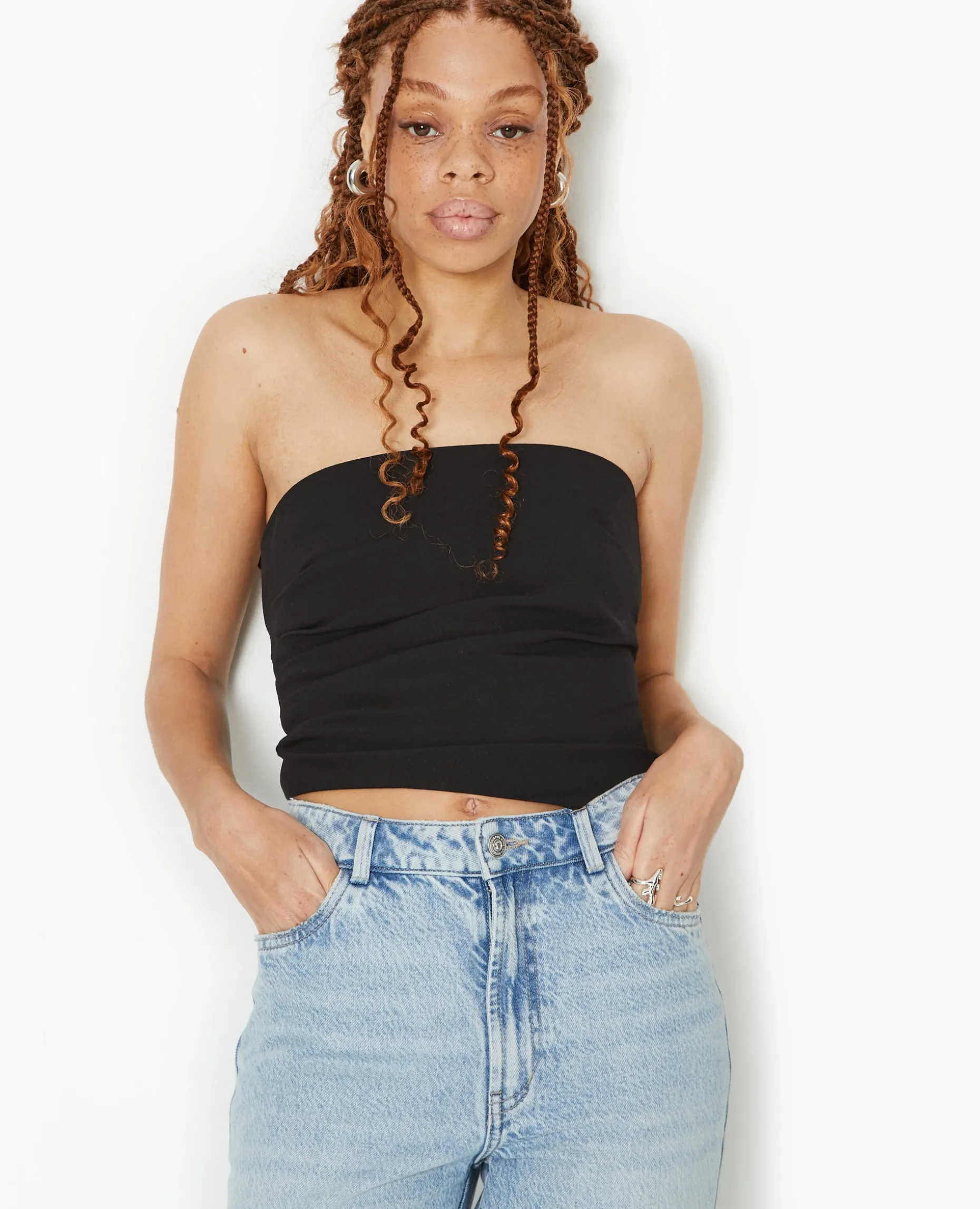 Top Bustier Asymétrique Avec Pinces - Noir