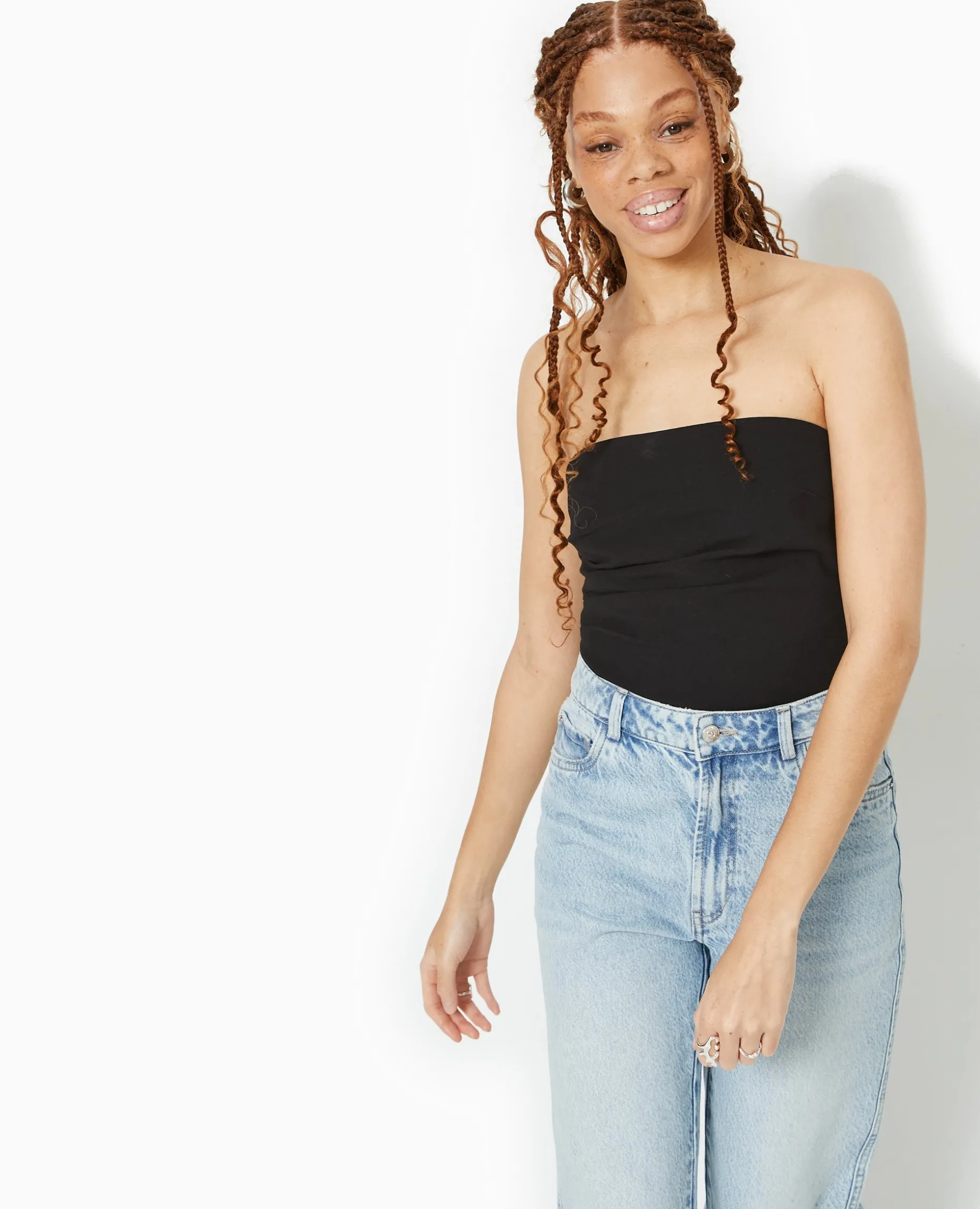 Top Bustier Asymétrique Avec Pinces - Noir