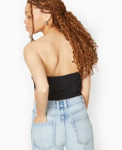 Top Bustier Asymétrique Avec Pinces - Noir