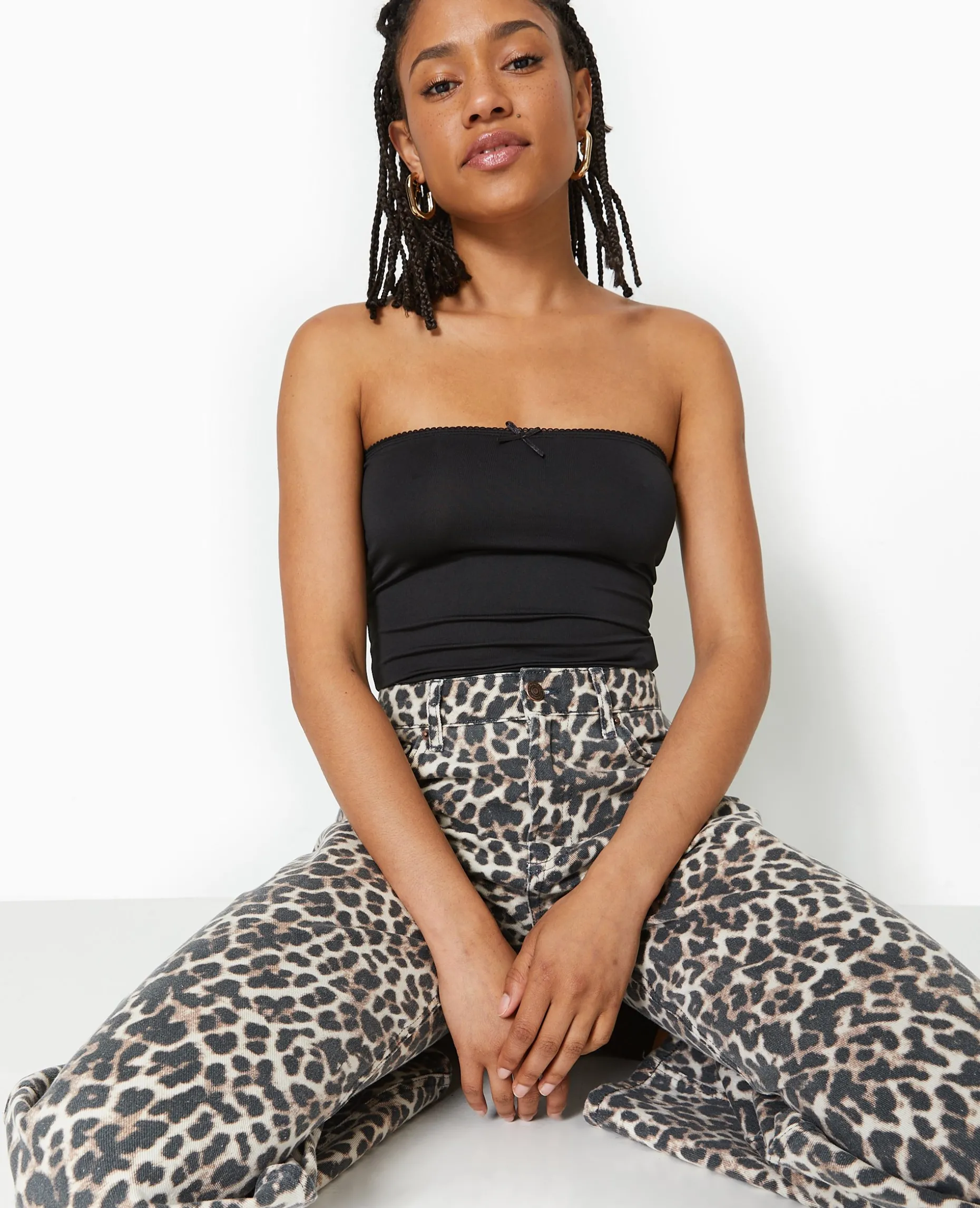 Top Bustier Avec Petit Nœud - Noir