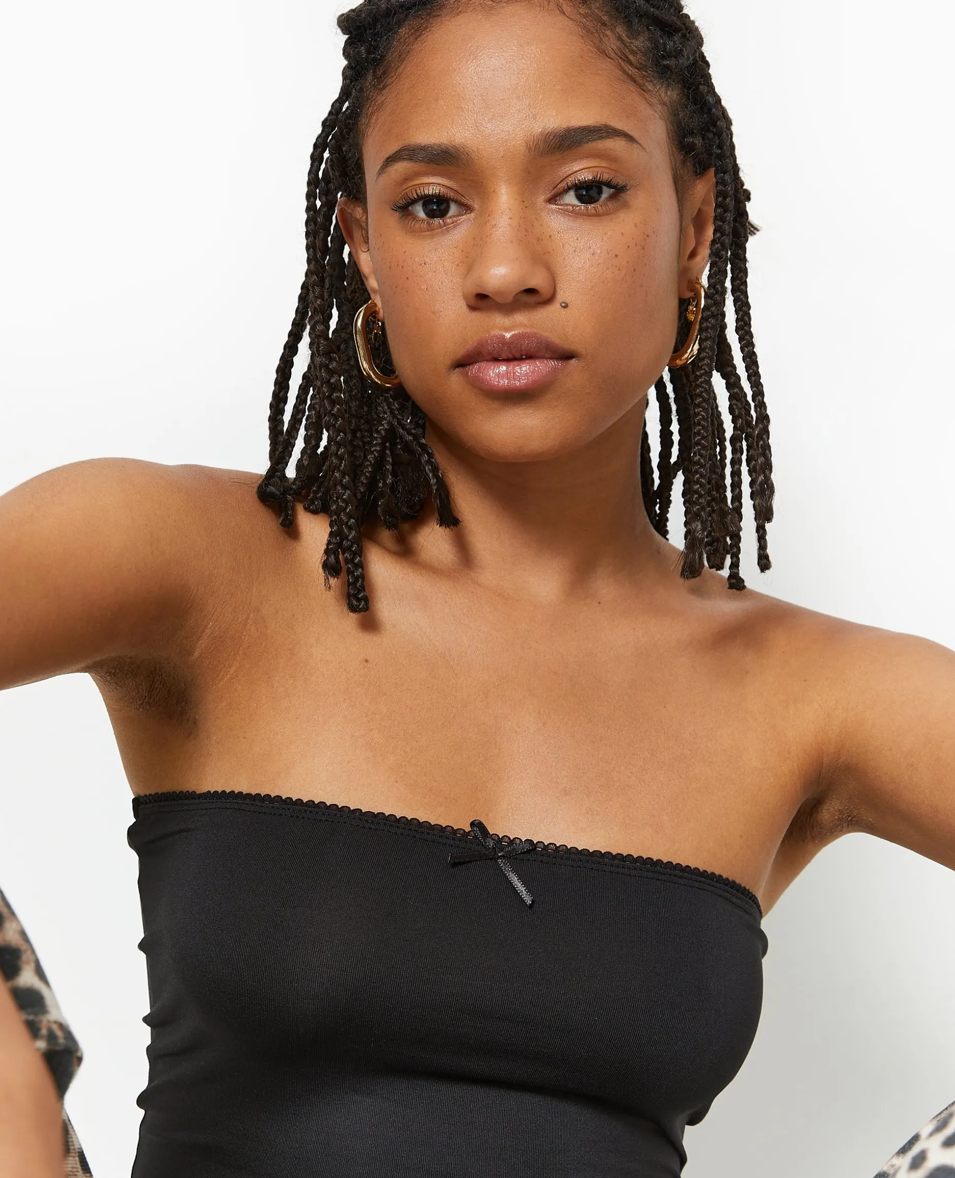 Top Bustier Avec Petit Nœud - Noir