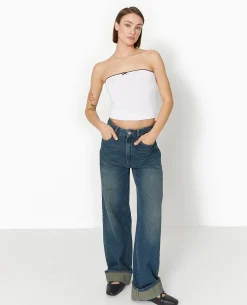 Top Bustier Avec Petit Nœud - Blanc