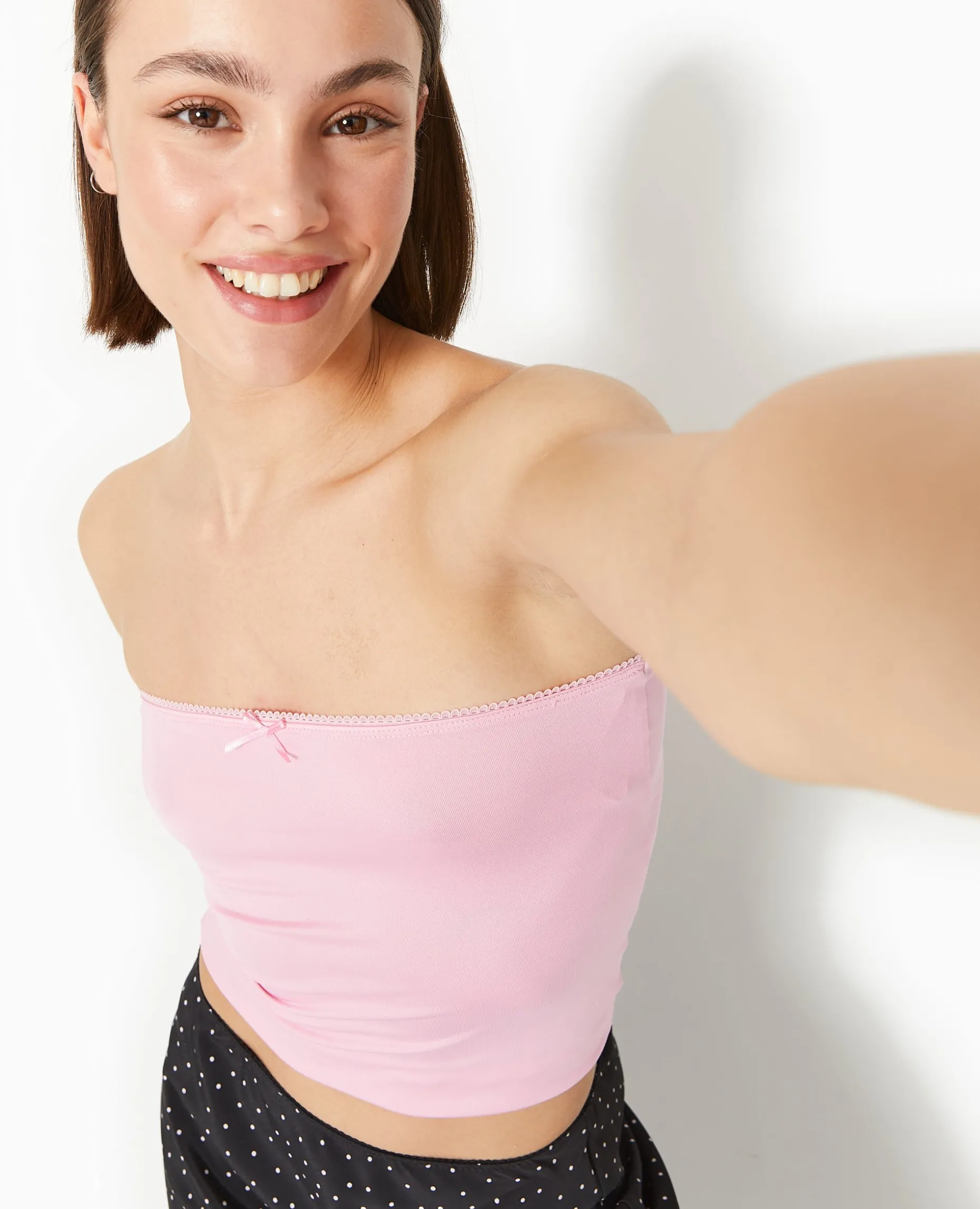 Top Bustier Avec Petit Nœud - Rose