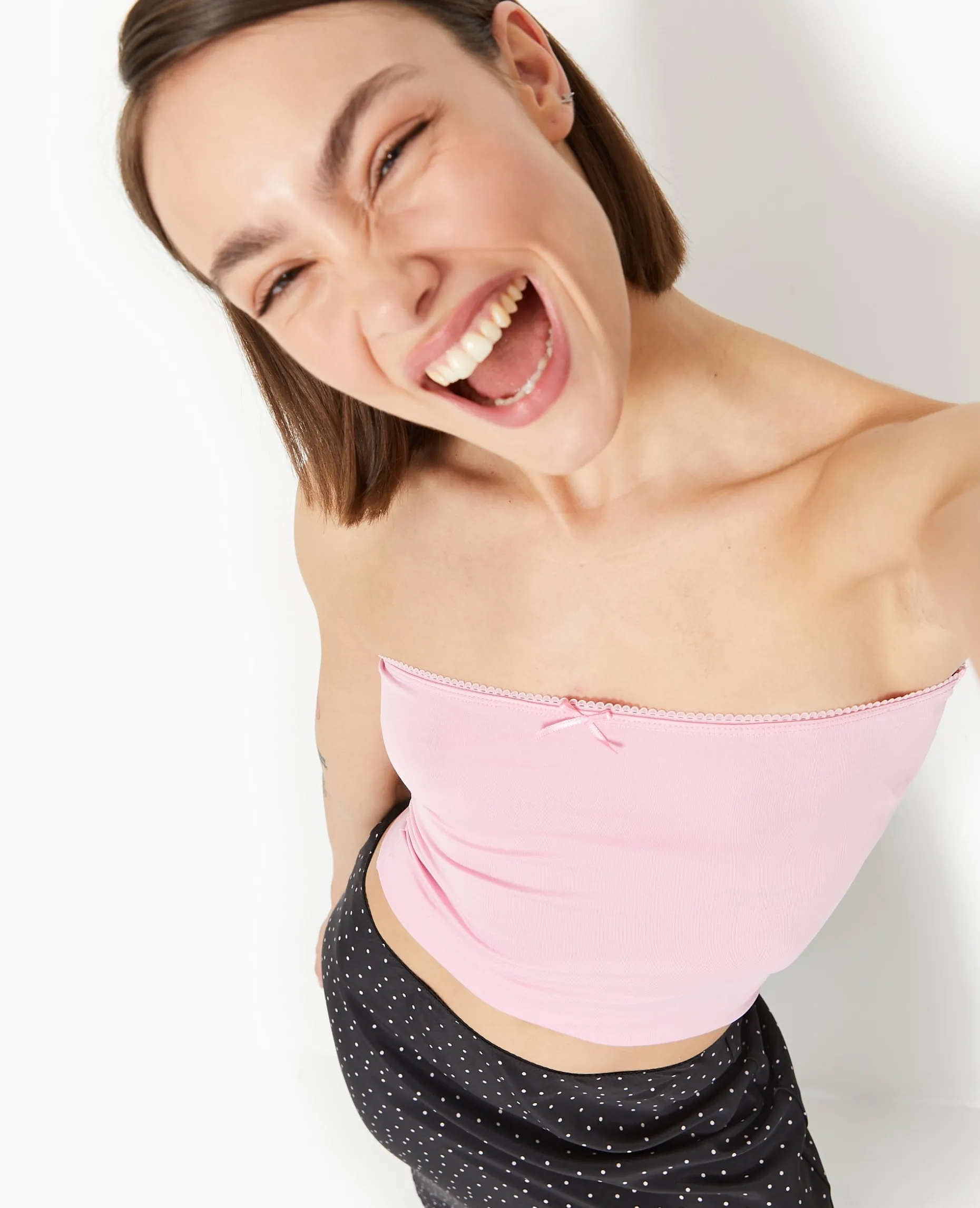 Top Bustier Avec Petit Nœud - Rose