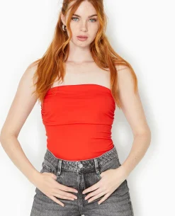 Top Bustier Avec Revers - Rouge
