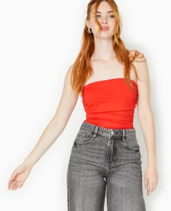 Top Bustier Avec Revers - Rouge