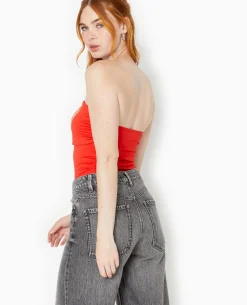 Top Bustier Avec Revers - Rouge