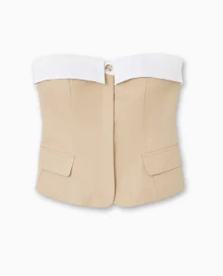 Top Bustier Avec Revers - Beige