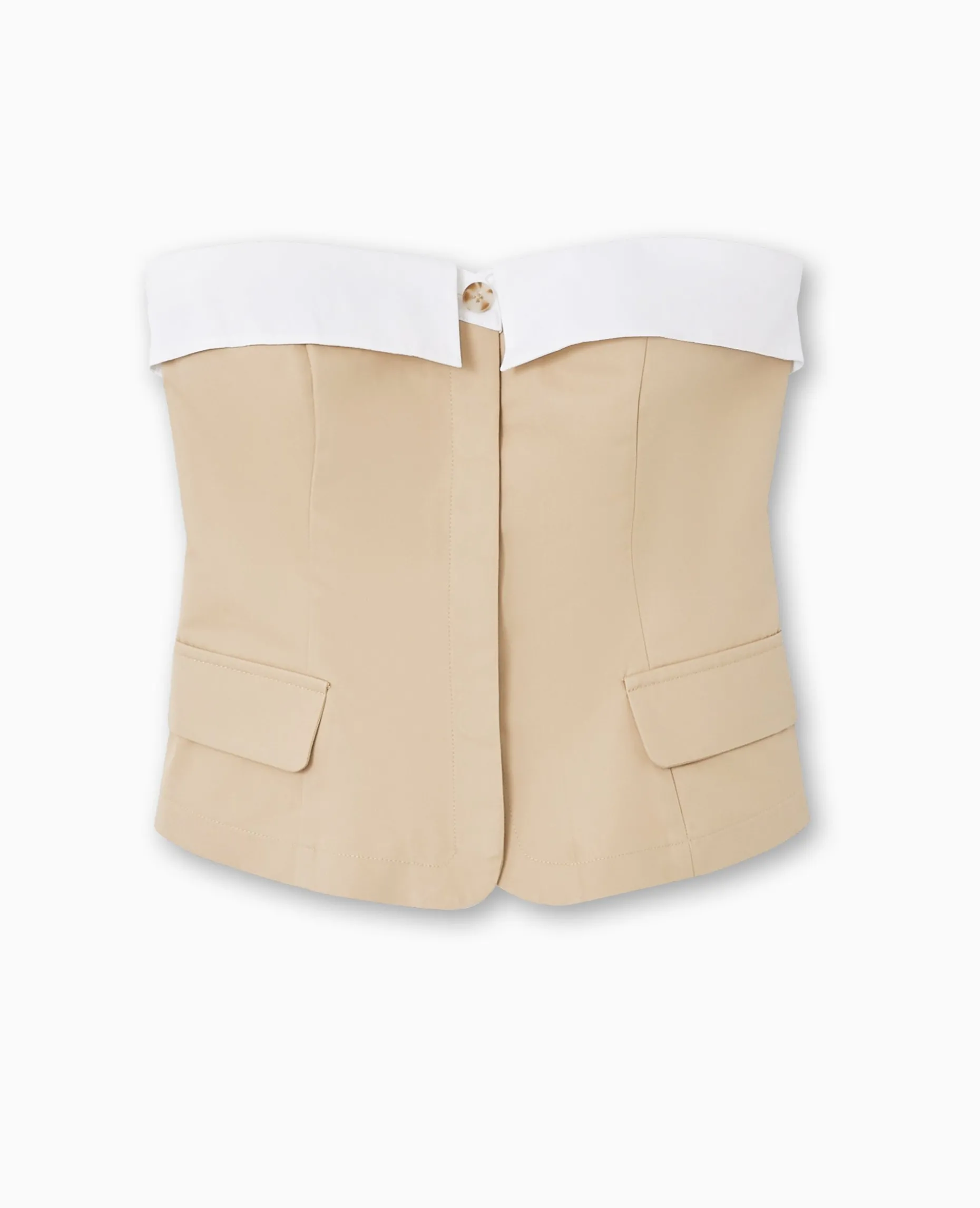 Top Bustier Avec Revers - Beige