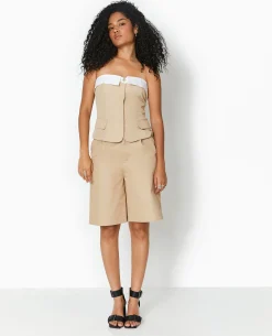 Top Bustier Avec Revers - Beige
