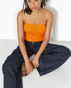 Top Bustier Bandeau En Maille - Orange