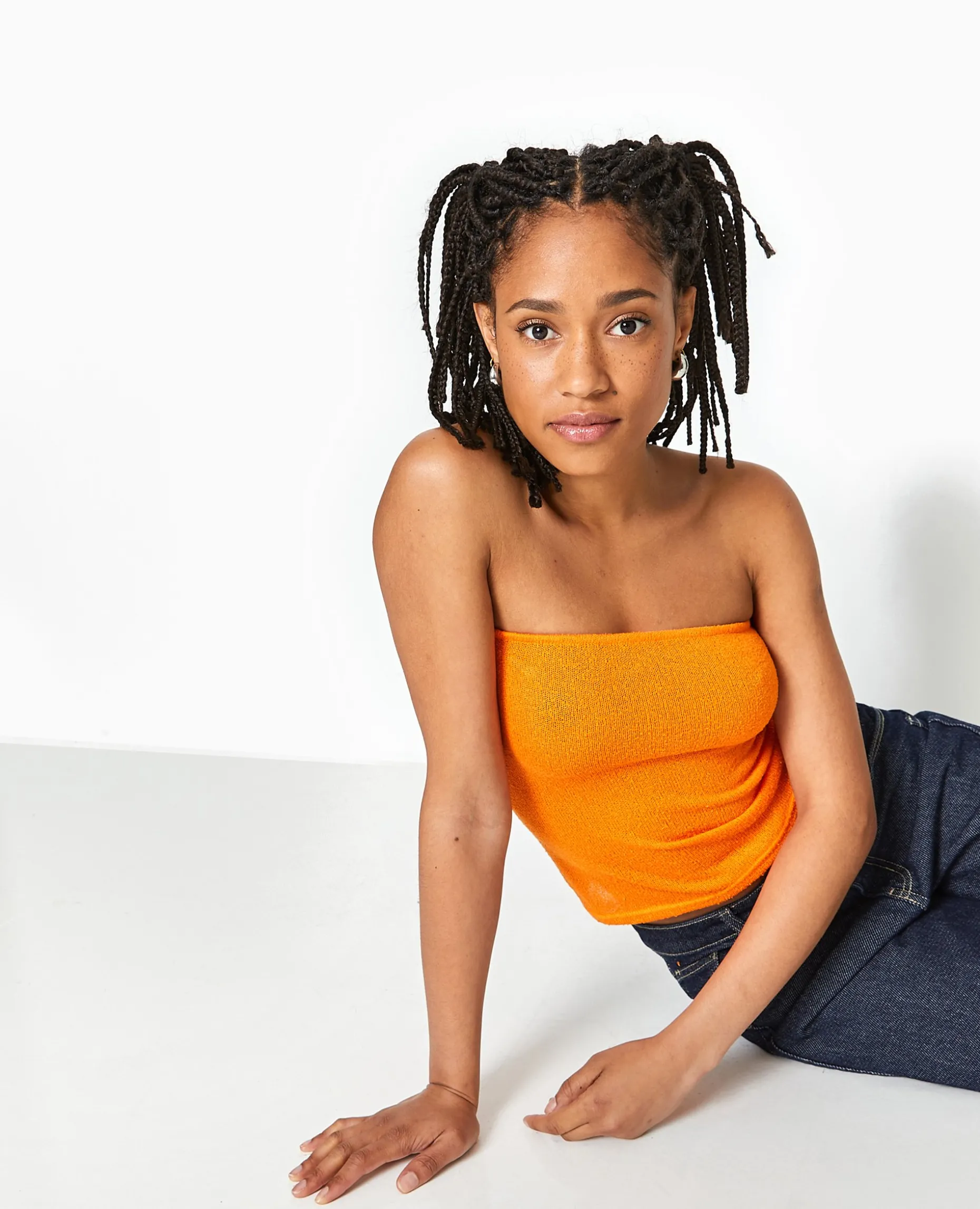 Top Bustier Bandeau En Maille - Orange