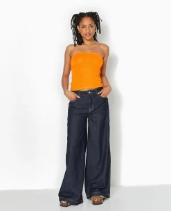 Top Bustier Bandeau En Maille - Orange