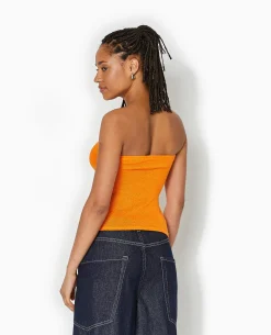 Top Bustier Bandeau En Maille - Orange