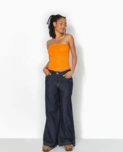 Top Bustier Bandeau En Maille - Orange