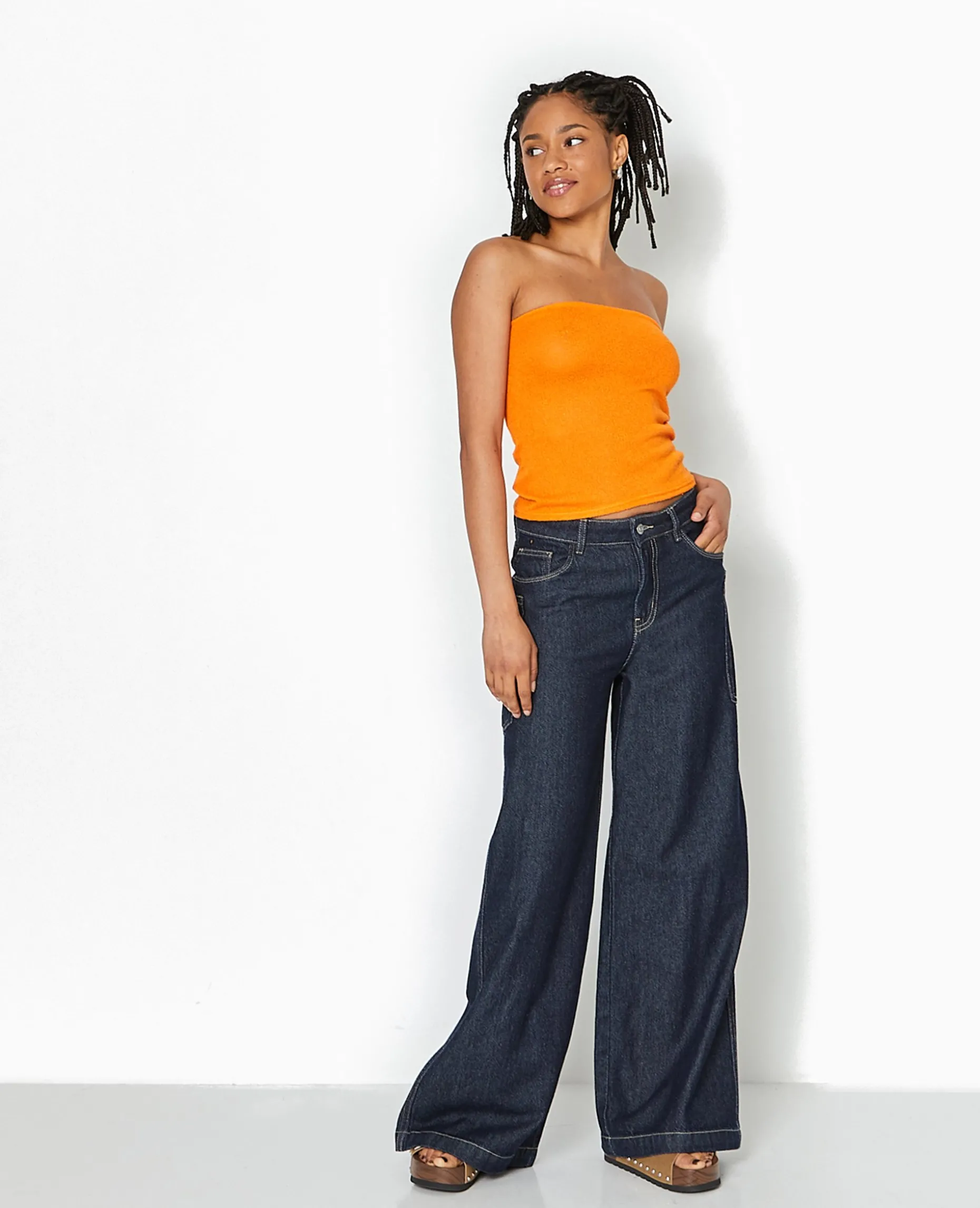 Top Bustier Bandeau En Maille - Orange