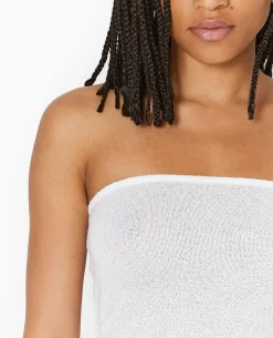 Top Bustier Bandeau En Maille - Blanc