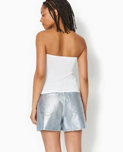 Top Bustier Bandeau En Maille - Blanc
