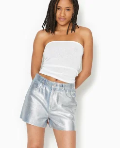 Top Bustier Bandeau En Maille - Blanc