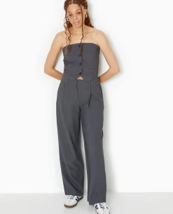 Top Bustier Boutonné - Gris