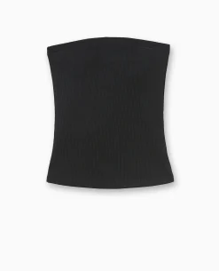 Top Bustier En Maille Côtelée - Noir
