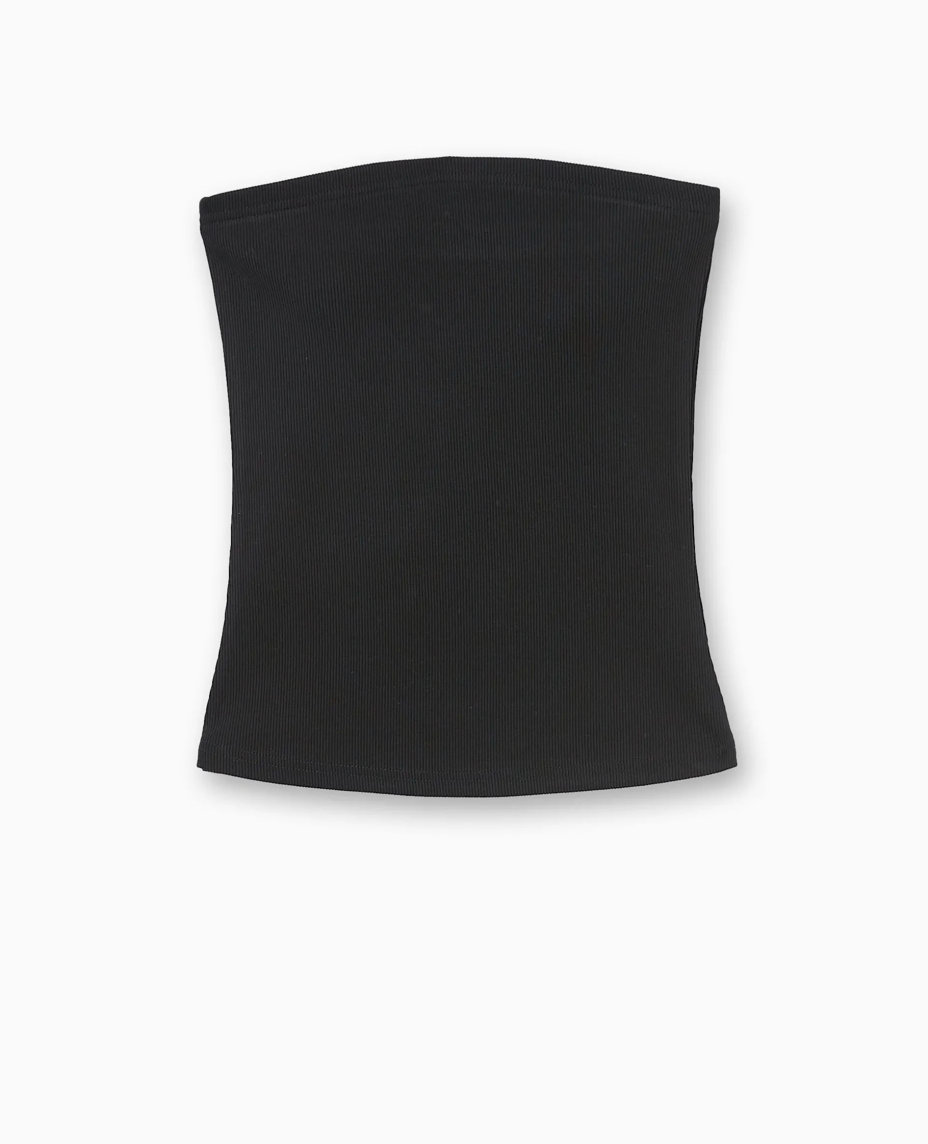 Top Bustier En Maille Côtelée - Noir