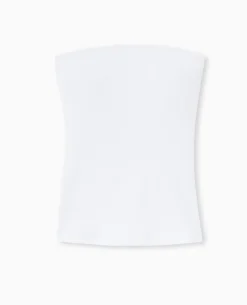 Top Bustier En Maille Côtelée - Blanc