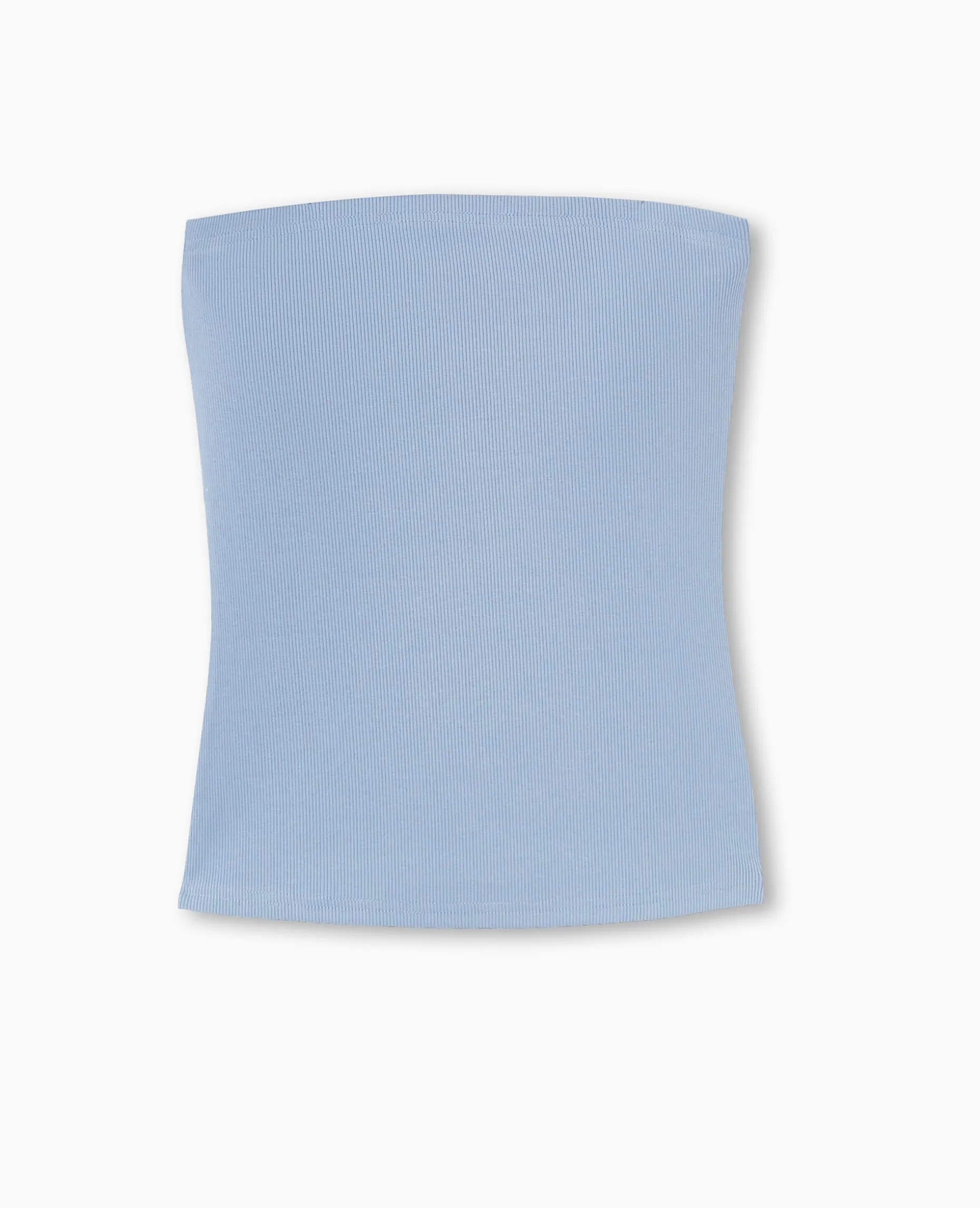 Top Bustier En Maille Côtelée - Bleu