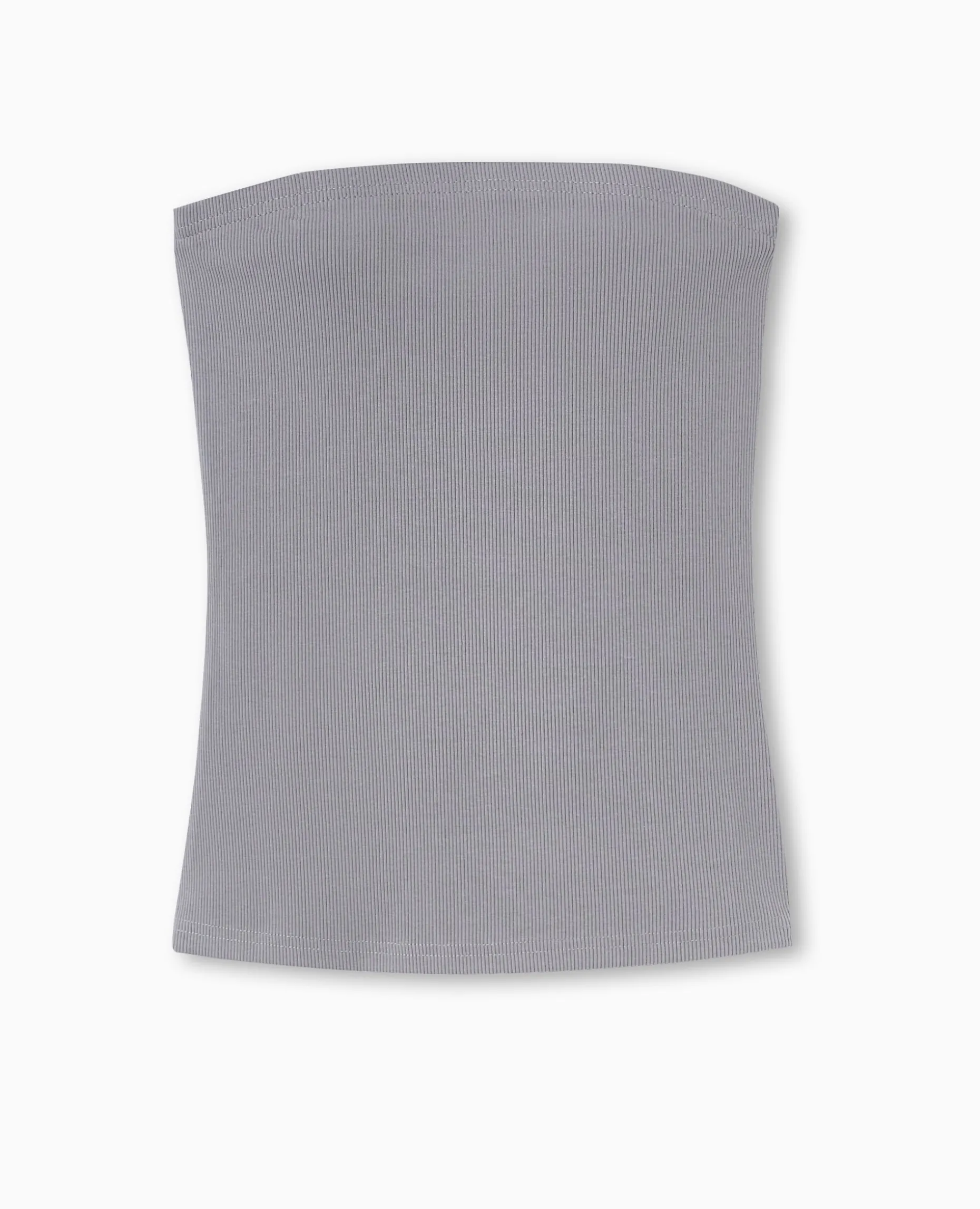 Top Bustier En Maille Côtelée - Gris
