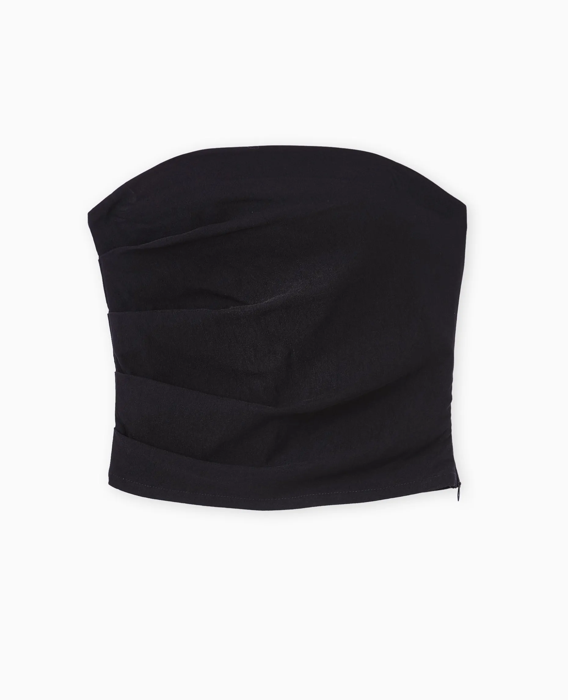 Top Bustier En Tissu Stretch Avec Drapé - Noir
