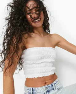 Top Bustier Smocké - Blanc