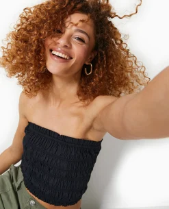 Top Bustier Smocké - Noir