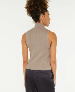 Top Col Roulé Sans Manches - Gris Clair