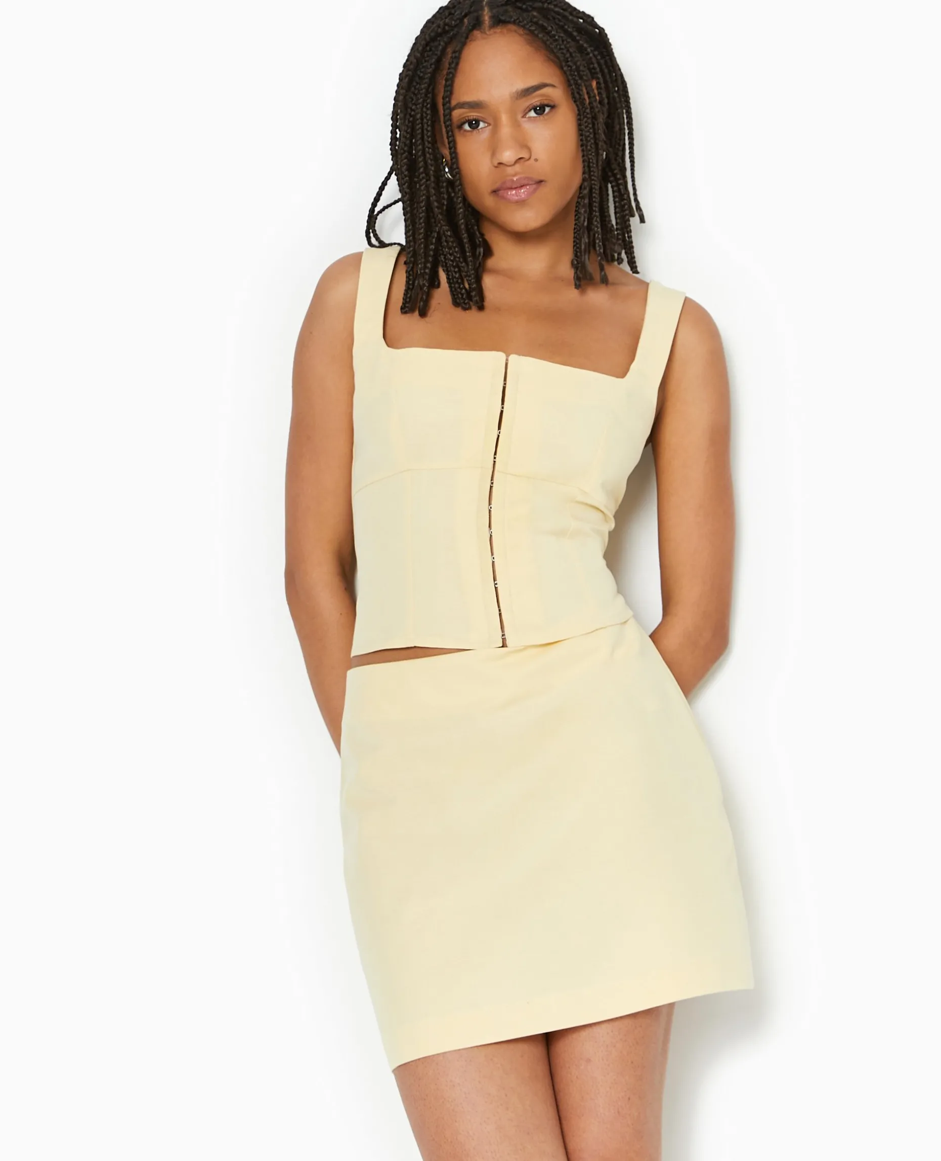 Top Court à Bretelles Façon Corset - Beige