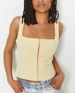 Top Court à Bretelles Façon Corset - Beige