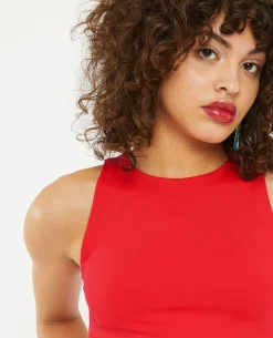 Top Court Avec Cut Out Et Laçage Dos - Rouge