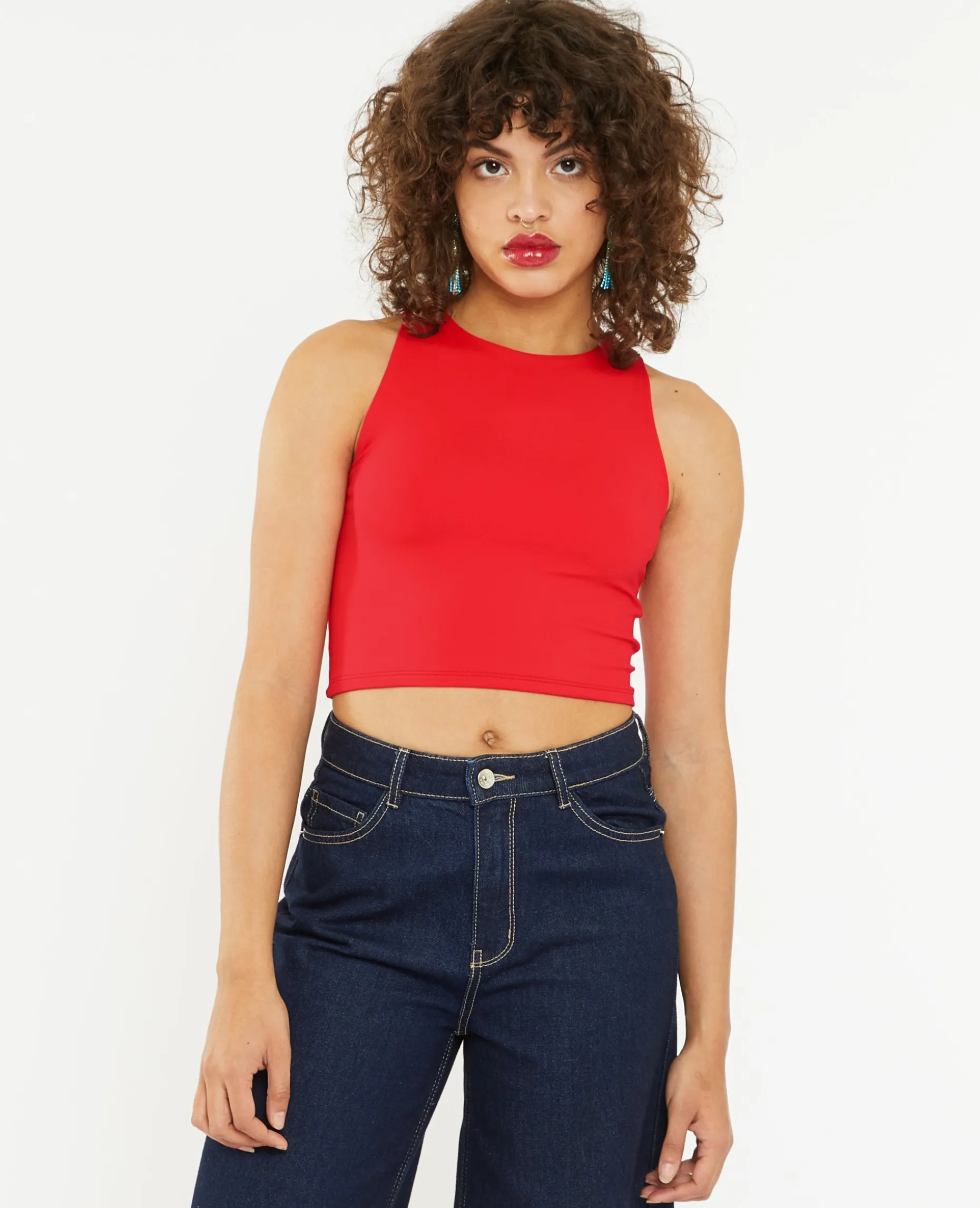Top Court Avec Cut Out Et Laçage Dos - Rouge