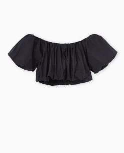 Top Court Avec Encolure Bardot - Noir