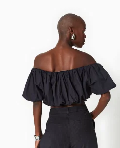 Top Court Avec Encolure Bardot - Noir