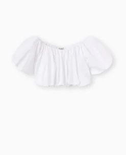Top Court Avec Encolure Bardot - Blanc